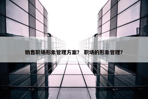 销售职场形象管理方案？ 职场的形象管理？