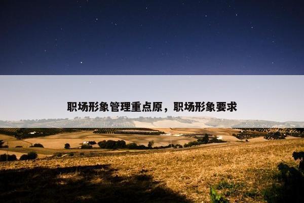 职场形象管理重点原，职场形象要求