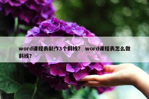 word课程表制作3个斜线？ word课程表怎么做斜线？