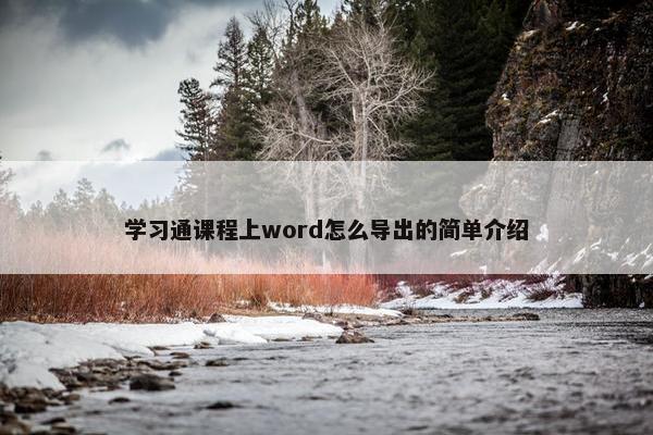 学习通课程上word怎么导出的简单介绍