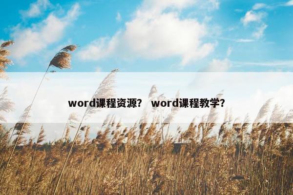 word课程资源？ word课程教学？