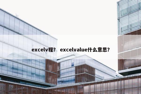 excelv程？ excelvalue什么意思？