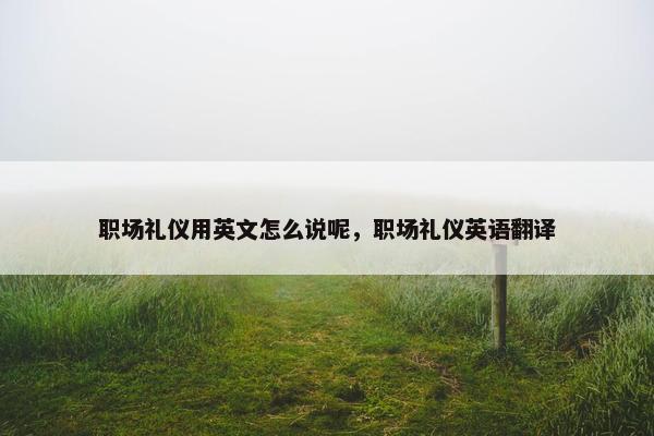 职场礼仪用英文怎么说呢，职场礼仪英语翻译