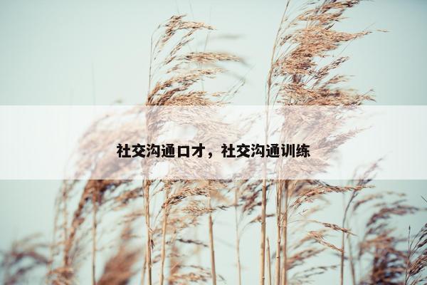 社交沟通口才，社交沟通训练