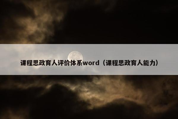 课程思政育人评价体系word（课程思政育人能力）