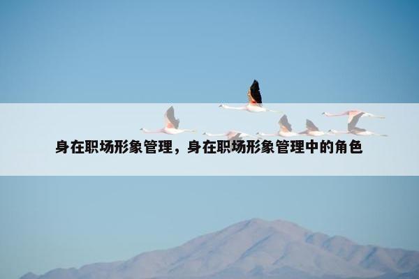 身在职场形象管理，身在职场形象管理中的角色