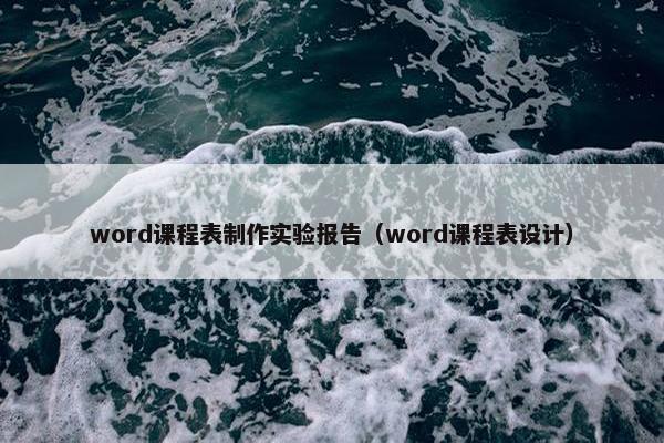 word课程表制作实验报告（word课程表设计）