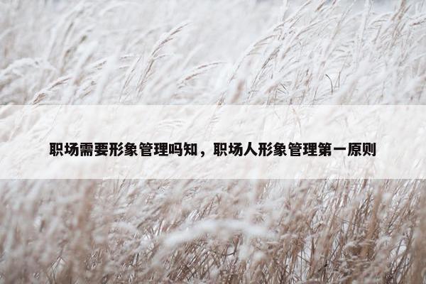 职场需要形象管理吗知，职场人形象管理第一原则