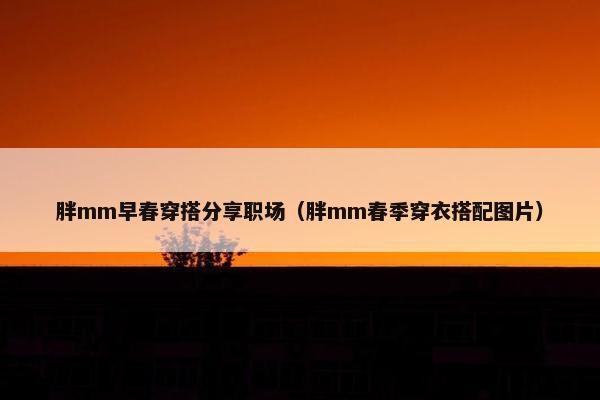 胖mm早春穿搭分享职场（胖mm春季穿衣搭配图片）