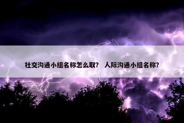 社交沟通小组名称怎么取？ 人际沟通小组名称？