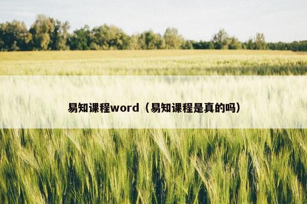 易知课程word（易知课程是真的吗）