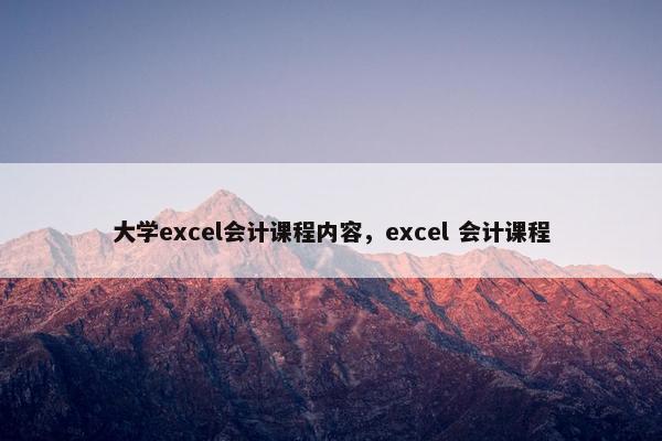 大学excel会计课程内容，excel 会计课程