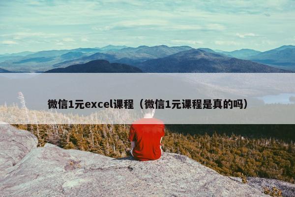 微信1元excel课程（微信1元课程是真的吗）