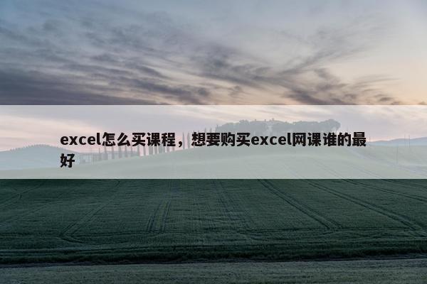 excel怎么买课程，想要购买excel网课谁的最好