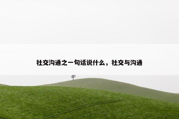 社交沟通之一句话说什么，社交与沟通