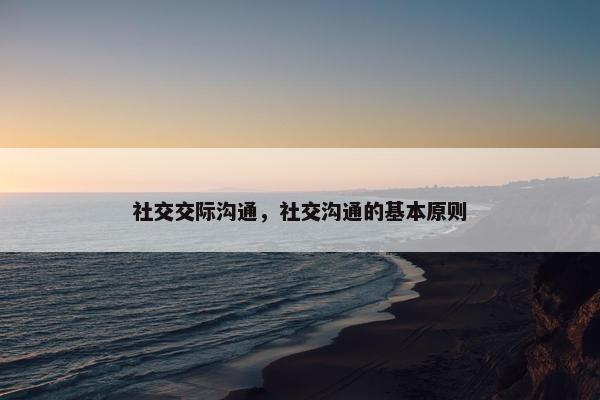 社交交际沟通，社交沟通的基本原则