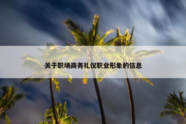 关于职场商务礼仪职业形象的信息