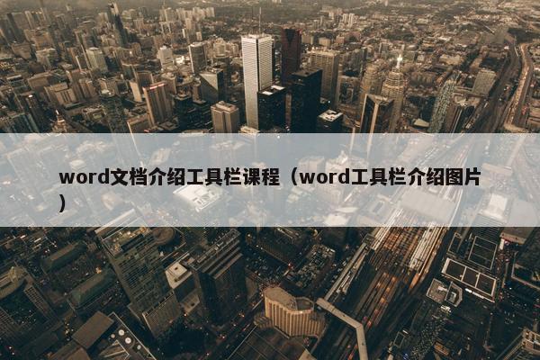 word文档介绍工具栏课程（word工具栏介绍图片）