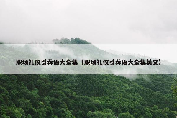 职场礼仪引荐语大全集（职场礼仪引荐语大全集英文）