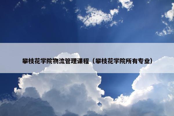 攀枝花学院物流管理课程（攀枝花学院所有专业）