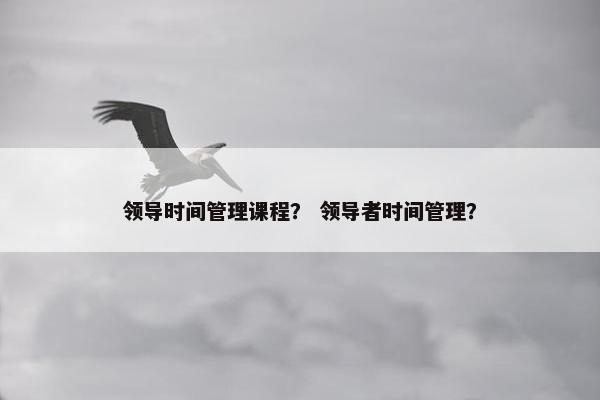 领导时间管理课程？ 领导者时间管理？