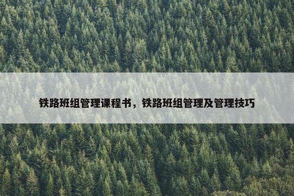 铁路班组管理课程书，铁路班组管理及管理技巧