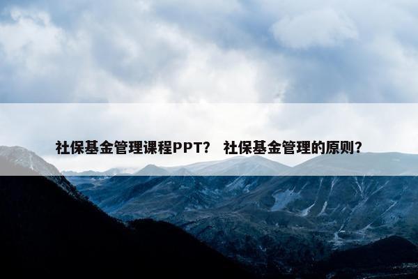 社保基金管理课程PPT？ 社保基金管理的原则？