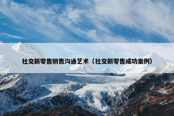 社交新零售销售沟通艺术（社交新零售成功案例）