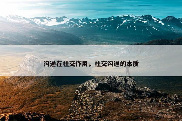 沟通在社交作用，社交沟通的本质
