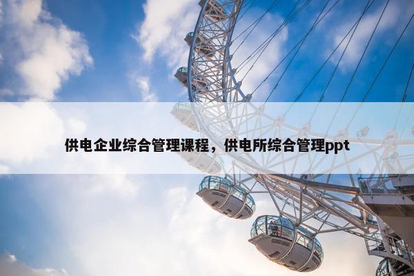 供电企业综合管理课程，供电所综合管理ppt