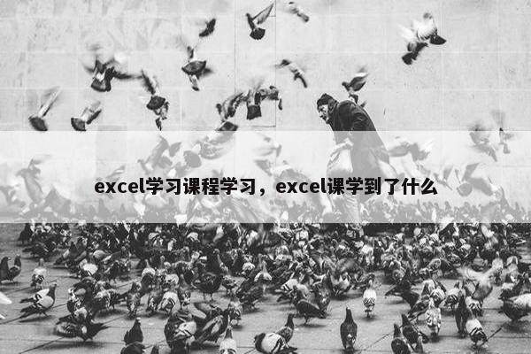 excel学习课程学习，excel课学到了什么