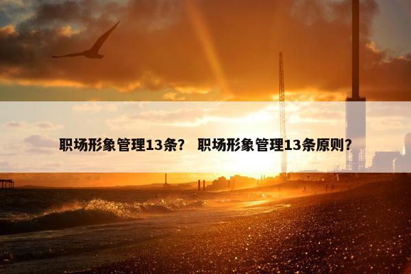 职场形象管理13条？ 职场形象管理13条原则？