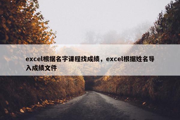 excel根据名字课程找成绩，excel根据姓名导入成绩文件