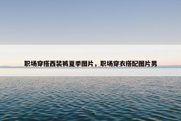 职场穿搭西装裤夏季图片，职场穿衣搭配图片男