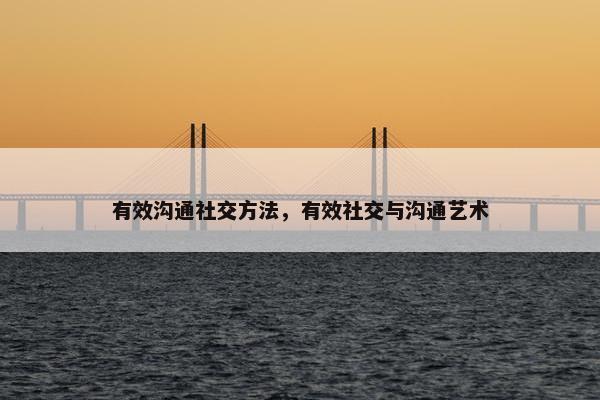 有效沟通社交方法，有效社交与沟通艺术