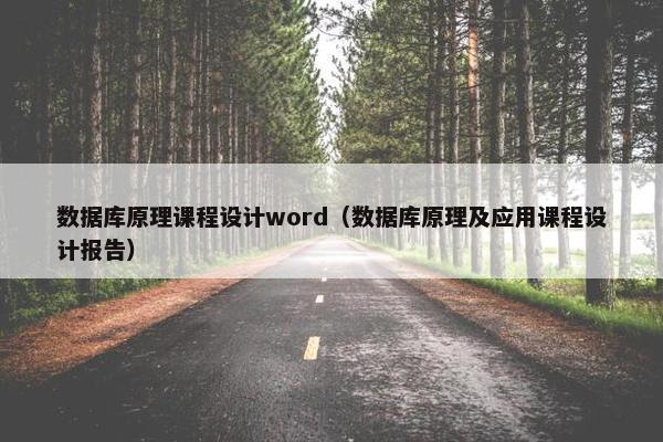 数据库原理课程设计word（数据库原理及应用课程设计报告）