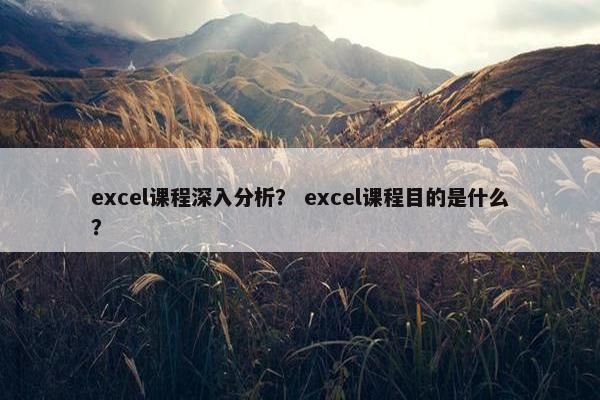 excel课程深入分析？ excel课程目的是什么？