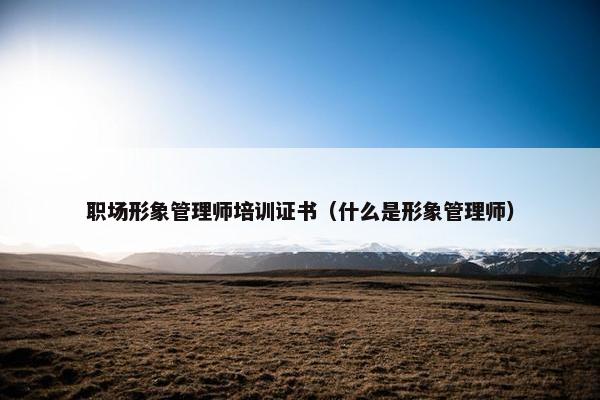 职场形象管理师培训证书（什么是形象管理师）