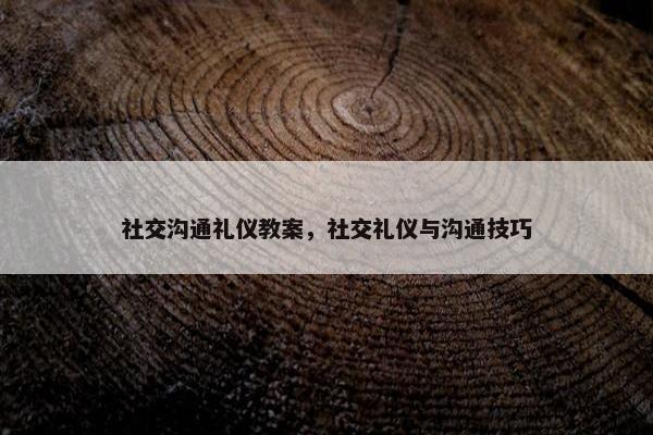 社交沟通礼仪教案，社交礼仪与沟通技巧