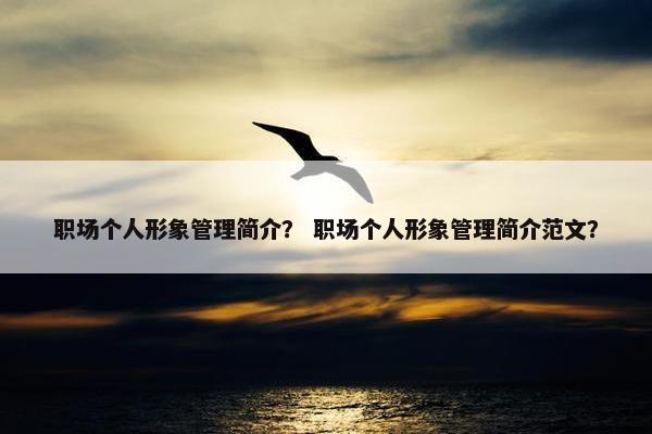 职场个人形象管理简介？ 职场个人形象管理简介范文？