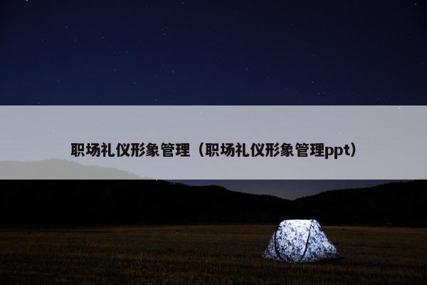 职场礼仪形象管理（职场礼仪形象管理ppt）