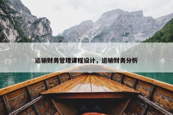 运输财务管理课程设计，运输财务分析