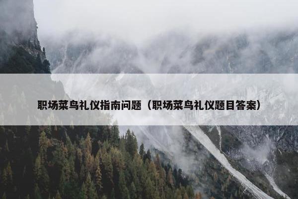 职场菜鸟礼仪指南问题（职场菜鸟礼仪题目答案）