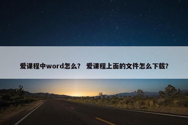 爱课程中word怎么？ 爱课程上面的文件怎么下载？