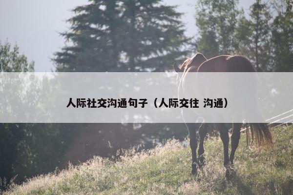 人际社交沟通句子（人际交往 沟通）