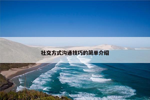 社交方式沟通技巧的简单介绍