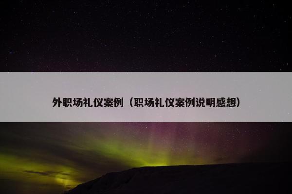 外职场礼仪案例（职场礼仪案例说明感想）