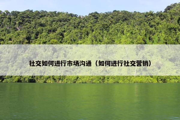 社交如何进行市场沟通（如何进行社交营销）