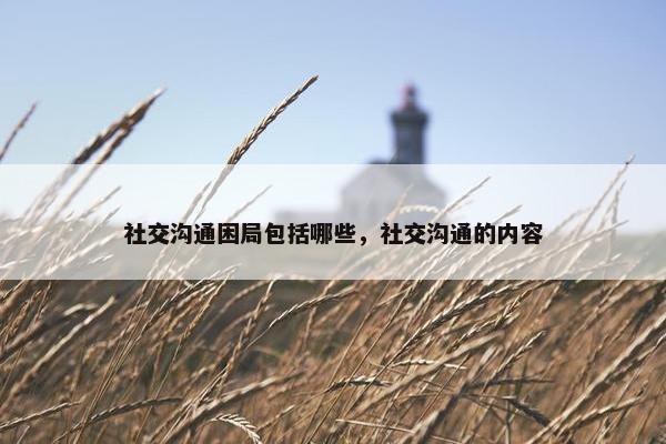 社交沟通困局包括哪些，社交沟通的内容