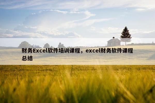 财务Excel软件培训课程，excel财务软件课程总结